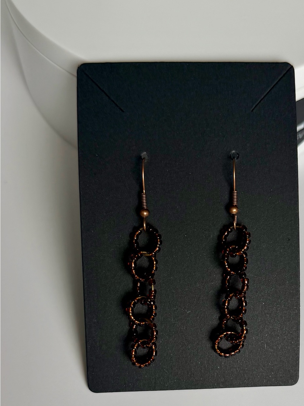 Copper-Tone Linked Circle Drop Earrings for Women